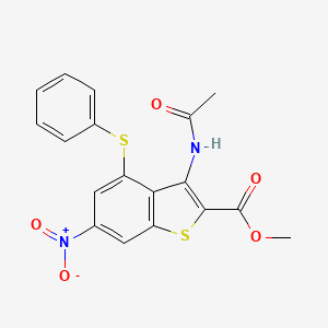molecular formula C18H14N2O5S2 B6085038 Methyl 3-(acetylamino)-6-nitro-4-(phenylsulfanyl)-1-benzothiophene-2-carboxylate 
