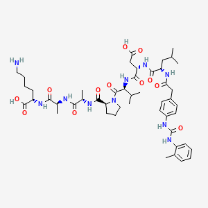(2S)-6-amino-2-[[(2S)-2-[[(2S)-2-[[(2S)-1-[(2S)-2-[[(2S)-3-carboxy-2-[[(2S)-4-methyl-2-[[2-[4-[(2-methylphenyl)carbamoylamino]phenyl]acetyl]amino]pentanoyl]amino]propanoyl]amino]-3-methylbutanoyl]pyrrolidine-2-carbonyl]amino]propanoyl]amino]propanoyl]amino]hexanoic acid
