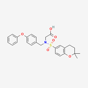 2-[(2,2-Dimethyl-3,4-dihydrochromen-6-yl)sulfonyl-[(4-phenoxyphenyl)methyl]amino]acetic acid