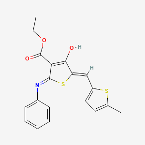 molecular formula C19H17NO3S2 B6085160 ethyl (5Z)-5-[(5-methylthiophen-2-yl)methylidene]-4-oxo-2-(phenylamino)-4,5-dihydrothiophene-3-carboxylate 