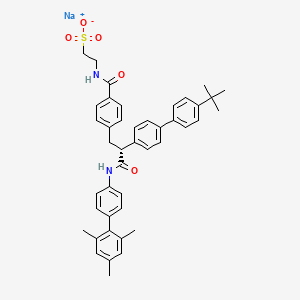 molecular formula C43H45N2NaO5S B608554 Ethanesulfonic acid, 2-((4-((2R)-2-(4'-(1,1-dimethylethyl)(1,1'-biphenyl)-4-yl)-3-oxo-3-((2',4',6'-trimethyl(1,1'-biphenyl)-4-yl)amino)propyl)benzoyl)amino)-, sodium salt (1:1) CAS No. 1207989-22-7