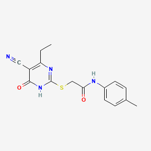molecular formula C16H16N4O2S B6085574 2-[(5-cyano-4-ethyl-6-oxo-1H-pyrimidin-2-yl)sulfanyl]-N-(4-methylphenyl)acetamide 