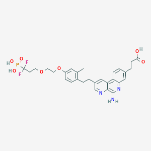 molecular formula C29H32F2N3O7P B608562 3-(5-Amino-2-(4-(2-(3,3-difluoro-3-phosphonopropoxy)ethoxy)-2-methylphenethyl)benzo[f][1,7]naphthyridin-8-yl)propanoic acid CAS No. 1258595-14-0
