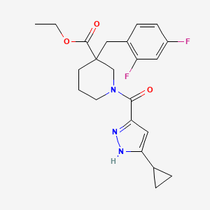 molecular formula C22H25F2N3O3 B6085668 ethyl 1-(5-cyclopropyl-1H-pyrazole-3-carbonyl)-3-[(2,4-difluorophenyl)methyl]piperidine-3-carboxylate 