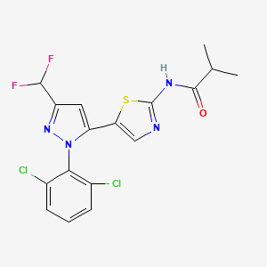molecular formula C17H14Cl2F2N4OS B608576 N-(5-(1-(2,6-dichlorophenyl)-3-(difluoromethyl)-1H-pyrazol-5-yl)thiazol-2-yl)isobutyramide CAS No. 1338247-35-0