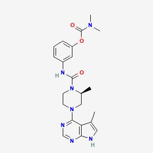 molecular formula C22H27N7O3 B608577 (S)-3-(2-methyl-4-(5-methyl-7H-pyrrolo[2,3-d]pyrimidin-4-yl)piperazine-1-carboxamido)phenyl dimethylcarbamate CAS No. 1116570-97-8
