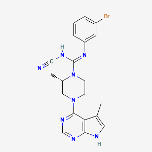 molecular formula C20H21BrN8 B608578 (S)-N-(3-bromophenyl)-N'-cyano-2-methyl-4-(5-methyl-7H-pyrrolo[2,3-d]pyrimidin-4-yl)piperazine-1-carboximidamide CAS No. 1116571-01-7