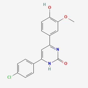 molecular formula C17H13ClN2O3 B608599 4-(4-Chlorophenyl)-6-(4-hydroxy-3-methoxyphenyl)pyrimidin-2(1H)-one CAS No. 2172879-52-4