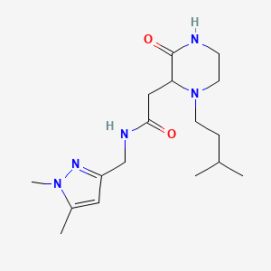 molecular formula C17H29N5O2 B6086064 N-[(1,5-dimethylpyrazol-3-yl)methyl]-2-[1-(3-methylbutyl)-3-oxopiperazin-2-yl]acetamide 