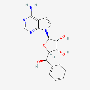 molecular formula C17H18N4O4 B608608 (2R,3R,4S,5R)-2-(4-氨基吡咯并[2,3-d]嘧啶-7-基)-5-[(R)-羟基(苯基)甲基]氧杂环-3,4-二醇 CAS No. 2040291-27-6
