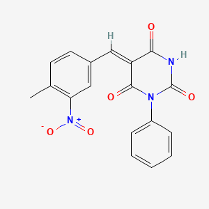 molecular formula C18H13N3O5 B6086089 (5Z)-5-(4-methyl-3-nitrobenzylidene)-1-phenylpyrimidine-2,4,6(1H,3H,5H)-trione 