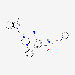 molecular formula C36H42N6O B608609 5-Cyano-2'-{4-[2-(3-Methyl-1h-Indol-1-Yl)ethyl]piperazin-1-Yl}-N-[3-(Pyrrolidin-1-Yl)propyl]biphenyl-3-Carboxamide CAS No. 1793053-37-8