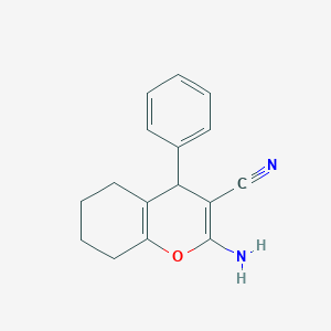 molecular formula C16H16N2O B060861 2-amino-4-phenyl-5,6,7,8-tetrahydro-4H-chromene-3-carbonitrile CAS No. 164026-52-2