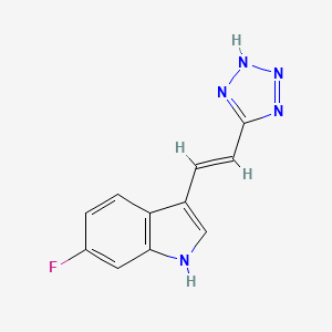 molecular formula C11H8FN5 B608613 (E)-3-(2-(1H-Tetrazol-5-YL)vinyl)-6-fluoro-1H-indole CAS No. 1316695-35-8