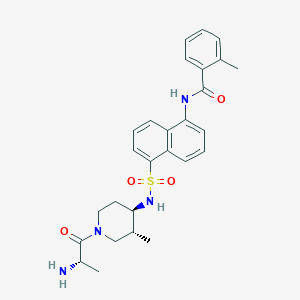 molecular formula C27H32N4O4S B608614 N-(5-(N-((3R,4R)-1-(L-alanyl)-3-methylpiperidin-4-yl)sulfamoyl)naphthalen-1-yl)-2-methylbenzamide CAS No. 850330-77-7