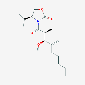 molecular formula C17H29NO4 B608616 (4S)-3-[(2S,3S)-3-Hydroxy-2-methyl-4-methylene-1-oxononyl]-4-(1-methylethyl)-2-oxazolidinone CAS No. 1239600-18-0