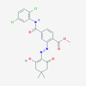 molecular formula C23H21Cl2N3O5 B6086238 Methyl 4-[(2,5-dichlorophenyl)carbamoyl]-2-[(2-hydroxy-4,4-dimethyl-6-oxocyclohexen-1-yl)diazenyl]benzoate 