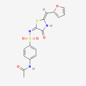 molecular formula C16H13N3O5S2 B6086295 N-[4-[(E)-[(2E)-2-(furan-2-ylmethylidene)-4-oxo-1,3-thiazolidin-5-ylidene]amino]sulfonylphenyl]acetamide 