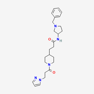 molecular formula C25H35N5O2 B6086300 N-(1-benzylpyrrolidin-3-yl)-3-[1-(3-pyrazol-1-ylpropanoyl)piperidin-4-yl]propanamide 