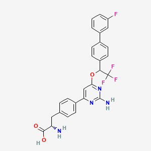 (2S)-2-amino-3-[4-[2-amino-6-[2,2,2-trifluoro-1-[4-(3-fluorophenyl)phenyl]ethoxy]pyrimidin-4-yl]phenyl]propanoic acid