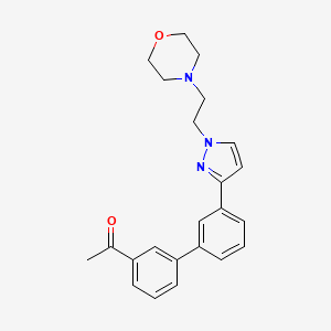 molecular formula C23H25N3O2 B608653 1-(3'-(1-(2-Morpholinoethyl)-1H-pyrazol-3-yl)biphenyl-3-yl)ethanone CAS No. 1185410-60-9