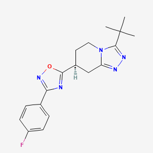 molecular formula C18H20FN5O B608657 5-[(7S)-3-叔丁基-5H,6H,7H,8H-[1,2,4]三唑并[4,3-a]吡啶-7-基]-3-(4-氟苯基)-1,2,4-恶二唑 CAS No. 1313498-08-6