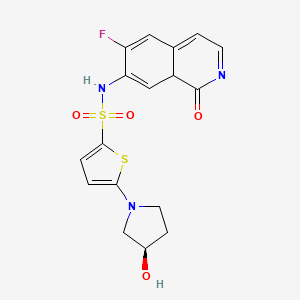 molecular formula C17H16FN3O4S2 B608659 N-(6-fluoro-1-oxo-8aH-isoquinolin-7-yl)-5-[(3R)-3-hydroxypyrrolidin-1-yl]thiophene-2-sulfonamide 