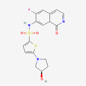 molecular formula C17H16FN3O4S2 B608659 N-(6-fluoro-1-oxo-8aH-isoquinolin-7-yl)-5-[(3R)-3-hydroxypyrrolidin-1-yl]thiophene-2-sulfonamide CAS No. 1941211-99-9