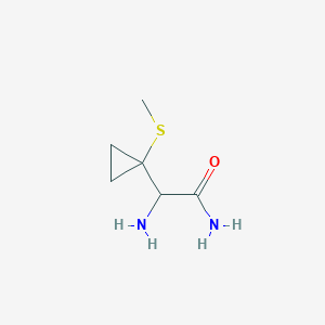 molecular formula C6H12N2OS B060866 2-Amino-2-(1-methylsulfanylcyclopropyl)acetamide CAS No. 166813-29-2