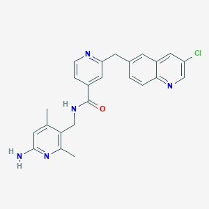 molecular formula C24H22ClN5O B608661 N-[(6-amino-2,4-dimethylpyridin-3-yl)methyl]-2-[(3-chloroquinolin-6-yl)methyl]pyridine-4-carboxamide CAS No. 1801253-04-2