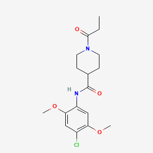 molecular formula C17H23ClN2O4 B6086989 N-(4-chloro-2,5-dimethoxyphenyl)-1-propanoylpiperidine-4-carboxamide 