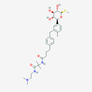 N-[2-(dimethylamino)ethyl]-2-methyl-2-[4-[4-[[2-methyl-5-[(2S,3R,4R,5S,6R)-3,4,5-trihydroxy-6-methylsulfanyloxan-2-yl]phenyl]methyl]phenyl]butanoylamino]propanamide