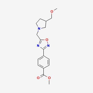 molecular formula C17H21N3O4 B6087190 Methyl 4-[5-[[3-(methoxymethyl)pyrrolidin-1-yl]methyl]-1,2,4-oxadiazol-3-yl]benzoate 