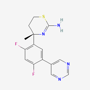 molecular formula C15H14F2N4S B608720 (S)-4-(2,4-Difluoro-5-(pyrimidin-5-yl)phenyl)-4-methyl-5,6-dihydro-4H-1,3-thiazin-2-amine CAS No. 1194044-20-6