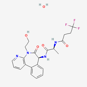 molecular formula C22H25F3N4O5 B608735 Butanamide, N-((1S)-2-(((7S)-6,7-dihydro-5-(2-hydroxyethyl)-6-oxo-5H-pyrido(3,2-a)(3)benzazepin-7-yl)amino)-1-methyl-2-oxoethyl)-4,4,4-trifluoro-, hydrate (1:1) CAS No. 1421439-98-6