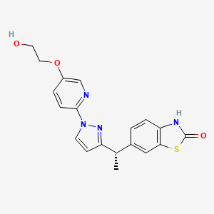 molecular formula C19H18N4O3S B608737 6-((1S)-1-(1-(5-(2-Hydroxyethoxy)-2-pyridinyl)-1H-pyrazol-3-yl)ethyl)-2(3H)-benzothiazolone CAS No. 1610802-47-5