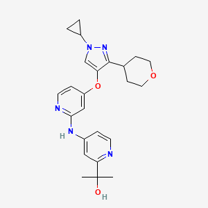 molecular formula C24H29N5O3 B608740 2-(4-((4-((1-cyclopropyl-3-(tetrahydro-2H-pyran-4-yl)-1H-pyrazol-4-yl)oxy)pyridin-2-yl)amino)pyridin-2-yl)propan-2-ol CAS No. 1898283-02-7