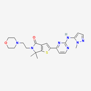 molecular formula C22H27N7O2S B608742 6,6-Dimethyl-2-[2-[(2-methylpyrazol-3-yl)amino]pyrimidin-4-yl]-5-(2-morpholin-4-ylethyl)thieno[2,3-c]pyrrol-4-one CAS No. 1951483-29-6