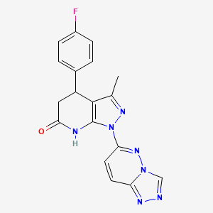 molecular formula C18H14FN7O B6087519 4-(4-FLUOROPHENYL)-3-METHYL-1-{[1,2,4]TRIAZOLO[4,3-B]PYRIDAZIN-6-YL}-1H,4H,5H,6H,7H-PYRAZOLO[3,4-B]PYRIDIN-6-ONE 