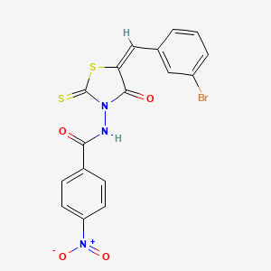 molecular formula C17H10BrN3O4S2 B6087832 N-[(5E)-5-[(3-bromophenyl)methylidene]-4-oxo-2-sulfanylidene-1,3-thiazolidin-3-yl]-4-nitrobenzamide 