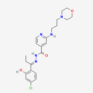 molecular formula C22H28ClN5O3 B608784 N-[(E)-1-(4-chloro-2-hydroxyphenyl)propylideneamino]-2-(3-morpholin-4-ylpropylamino)pyridine-4-carboxamide CAS No. 1395048-49-3