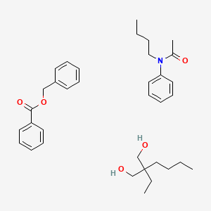 molecular formula C35H49NO5 B608788 苯甲酸苄酯；2-丁基-2-乙基丙烷-1,3-二醇；N-丁基-N-苯基乙酰胺 CAS No. 8064-45-7