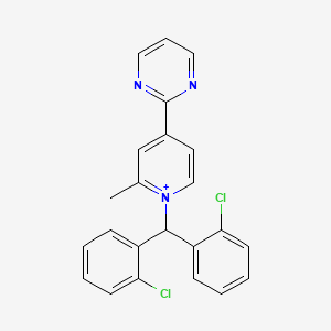 molecular formula C23H18Cl2N3+ B608791 Pyridinium, 1-(bis(2-chlorophenyl)methyl)-2-methyl-4-(2-pyrimidinyl)- CAS No. 1314161-71-1