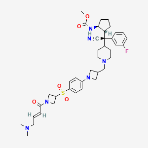molecular formula C38H52FN5O6S B608794 N-[(1S,2R)-2-[(S)-氰基-[1-[[1-[4-[1-[(E)-4-(二甲氨基)丁-2-烯酰]氮杂环丁-3-基]磺酰基苯基]氮杂环丁-3-基]甲基]哌啶-4-基]-(3-氟苯基)甲基]环戊基甲酰胺甲酯 CAS No. 2173582-08-4