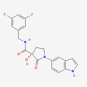 molecular formula C20H17F2N3O3 B608796 (3S)-N-[(3,5-difluorophenyl)methyl]-3-hydroxy-1-(1H-indol-5-yl)-2-oxopyrrolidine-3-carboxamide CAS No. 1464842-09-8