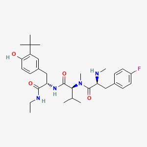 molecular formula C31H46ClFN4O4 B608798 4-Fluoro-N-methyl-L-phenylalanyl-N-methyl-L-valyl-3-(1,1-dimethylethyl)-N-ethyl-L-tyrosinamide CAS No. 287206-61-5
