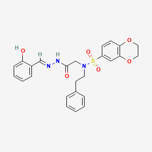 molecular formula C25H25N3O6S B6088164 N-({N'-[(E)-(2-HYDROXYPHENYL)METHYLIDENE]HYDRAZINECARBONYL}METHYL)-N-(2-PHENYLETHYL)-2,3-DIHYDRO-1,4-BENZODIOXINE-6-SULFONAMIDE 