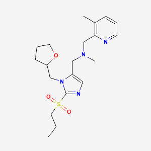 molecular formula C20H30N4O3S B6088176 N-methyl-N-[(3-methylpyridin-2-yl)methyl]-1-[3-(oxolan-2-ylmethyl)-2-propylsulfonylimidazol-4-yl]methanamine 