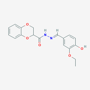 molecular formula C18H18N2O5 B6088226 N-[(E)-(3-ethoxy-4-hydroxyphenyl)methylideneamino]-2,3-dihydro-1,4-benzodioxine-3-carboxamide 