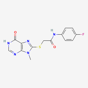 molecular formula C14H12FN5O2S B6088408 N-(4-fluorophenyl)-2-[(9-methyl-6-oxo-6,9-dihydro-1H-purin-8-yl)sulfanyl]acetamide 